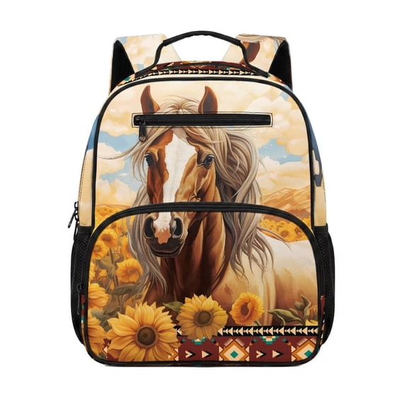 Aplkyhs Sunflower Horse Backpack for Students 6-18 Water Resistant Lightweight School Bookbag Multi-pocket Casual Daypack for School Outdoor