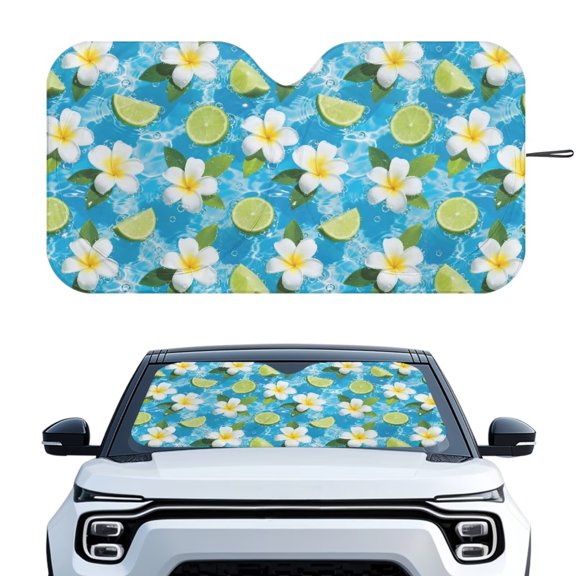 Aplkyhs Tropical Flower Lemon Automotive Windshield Sun Shade Native American Auto Sun Shades Front Windshield Universal Sun Visor for Car Front Window and Interior Sun Protection