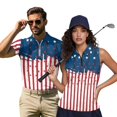 thumbnail image 1 of Aplkyhs Vintage USA Star Matching Couple Golf Shirts Quick Dry Women's Matching Hawaiian Golf Shirt for Couple Machine Washable Suitable for Tennis Enthusiasts Lightweight, 1 of 6