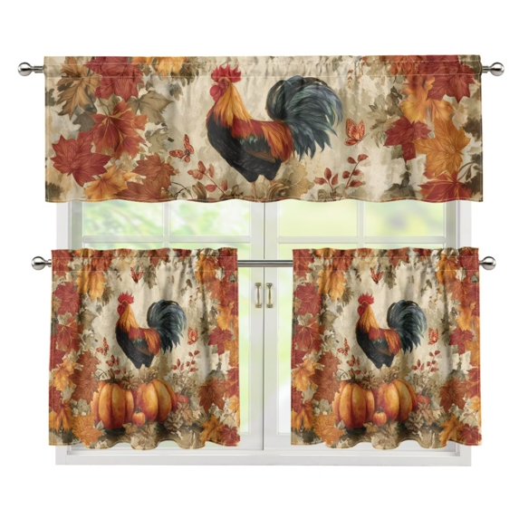 Aplkyhs Window Treatment Decor Short Window Drape Panel Country Rustic Thermal Insulated Pack of 3 Easy to Install with Rod Pocket for Laundry Bathroom RV