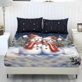 thumbnail image 1 of Aplkyhs Winter Snowman Print 3-Piece Bedding Fitted Sheet Set with 2 Pillowcases, Soft Breathable Wrinkle Resistant Machine Washable for Bedroom Guest Room Christmas Holiday Decor, 1 of 6