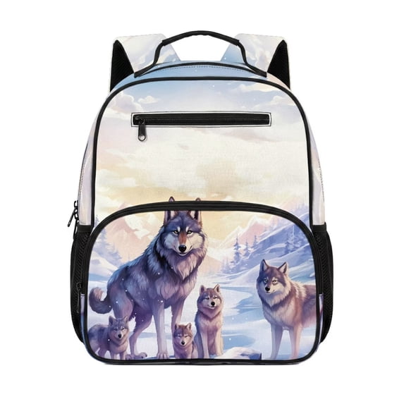 Aplkyhs Wolf Backpack for Teens 12-18 13.5 Inch Durable School Bag Water Repellent Bookbag for High School Daily Use