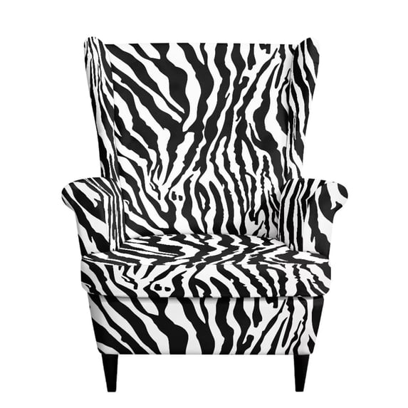 Aplkyhs Zebra Print Polyester Wing Chair Covers 2 Piece Stretch Wingback Chair Slipcover Solid Wingback Armchair Covers with Elastic Bottom for Living Room Bedroom