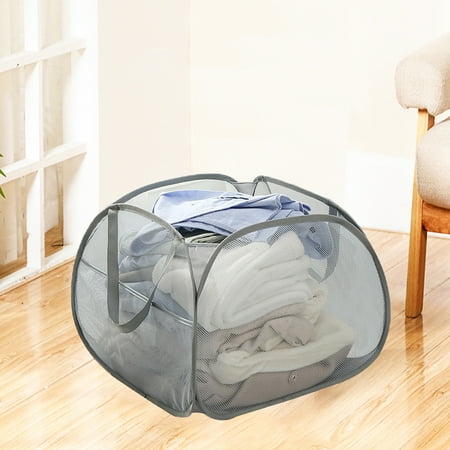 Aplter Collapsible Laundry Basket, 90L Mesh Pop Up Laundry Hamper Foldable Clothes Hamper, Gray