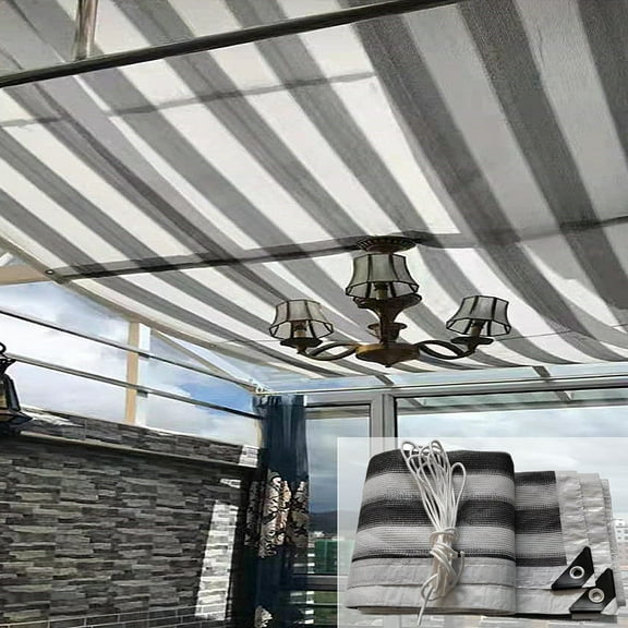 Apmemiss 39" x 79" Outdoor Gray Strip Sun Shades Canopy, Waterproof UV Block Protection