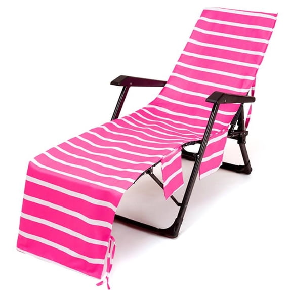 Apmemiss 84.6" x 29.5" Beach Stripe Patio Chaise Lounge Cover, Side Pockets