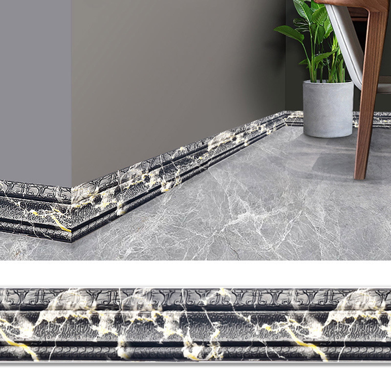 Apmemiss 90 x 3 Inch Self Adhesive Flexible Foam Molding Trim Wallpaper Border 3D Sticky Decorative Wall Lines Peel and Stick Trim Wall Trim Baseboard Trim for Home, Office, Hotel DIY Decor