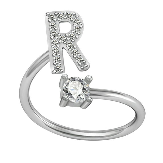 Apmemiss Birthday Gifts for Women Exquisite Fashion 26 English Alphabet Style Ring Letter Fashion Copper Ring