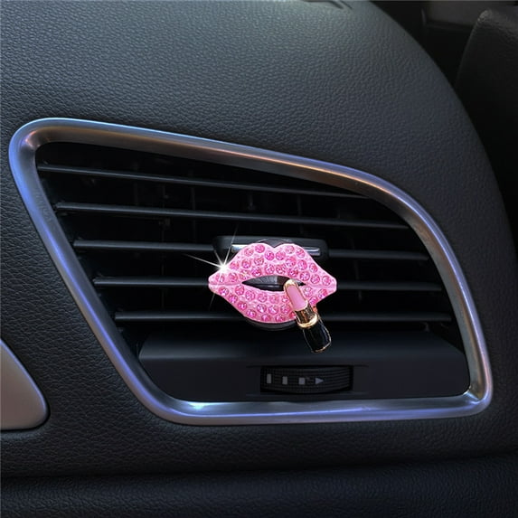 Apmemiss Car Decor Clearance Crystal Lips Car clip, Lips Car Charm Air Vent Clips Rhinestone Car Interior Accessories Diamond Car Decor for Girls & Women