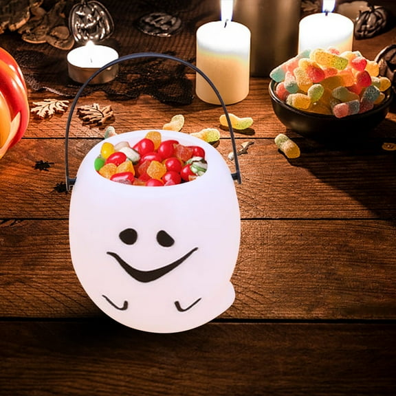 Apmemiss Christmas Gifts Clearance Pumpkin Bucket, Pumpkin Candy Bucket Plastic Lantern Bucket for Party Decorations Party Favors Purple