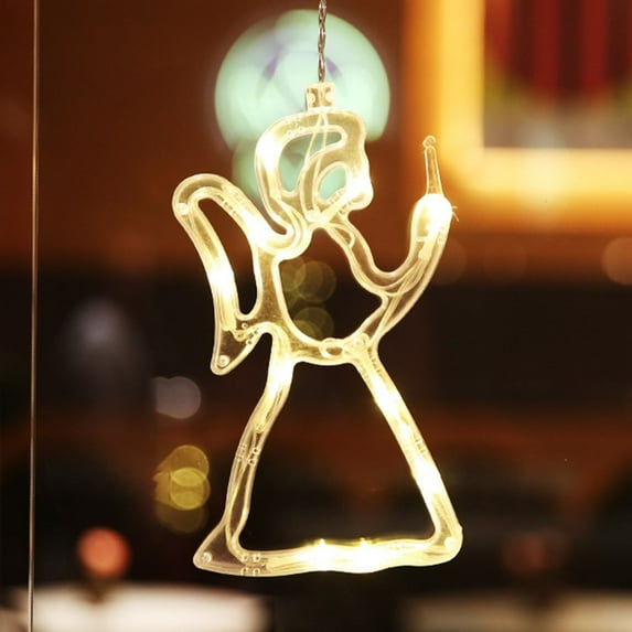Apmemiss Clearance Lighted Window Ornament for Christmas Bettery Operated, Hanging Santa Decor Light, Lighted Deer Silhouette Decoration, Light Up Holiday with Suction Cup for Xmas Tree Home office