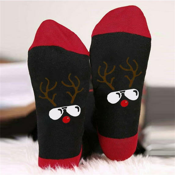 Apmemiss Christmas Stockings Ornaments Christmas Decorations Clearance Christmas Winter Cotton Socks Men And Women Color Blocking Breathable Stockings