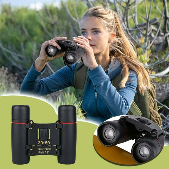 Apmemiss Clearance 30x60 Portable Mini Binoculars, Wide View Angle Folding Binoculars Telescope with Low Light Night Vision for Outdoor Bird Watching Camping Hiking Traveling
