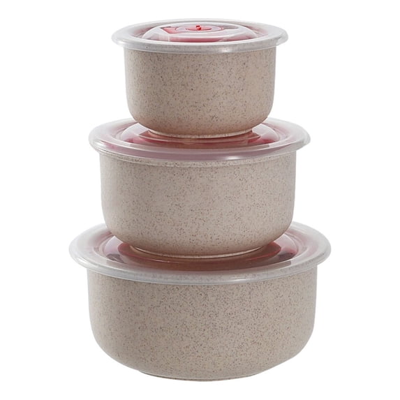 Apmemiss Clearance 3Pcs Wheat Straw Cereal Bowls with Lids, Reusable Bowls for Kitchen, Microwave & Dishwasher Safe, Food Storage & Bowls with Lids, for Salad, Soup, Oatmeal, Ramen, RV, Camping