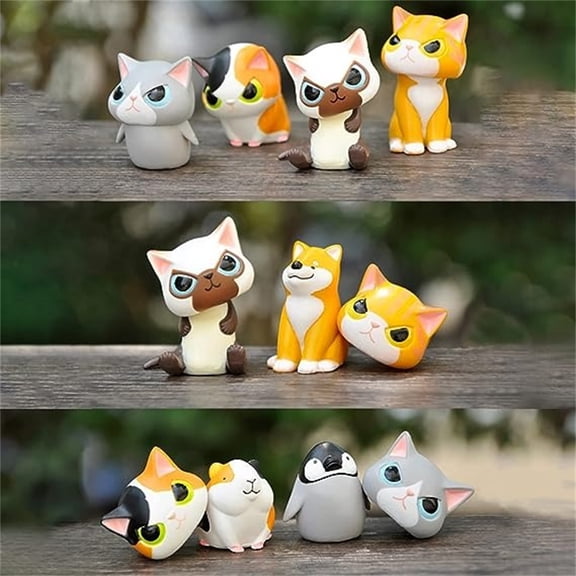 Apmemiss Clearance 6 Pcs Cat Figure Miniature Mini Cat Figurines Kitty Figures Toy Set for Crafts, Cake Topper, Easter Eggs, Desk Decoration, Succulent Plant Pot Decoration and Birthday Gift