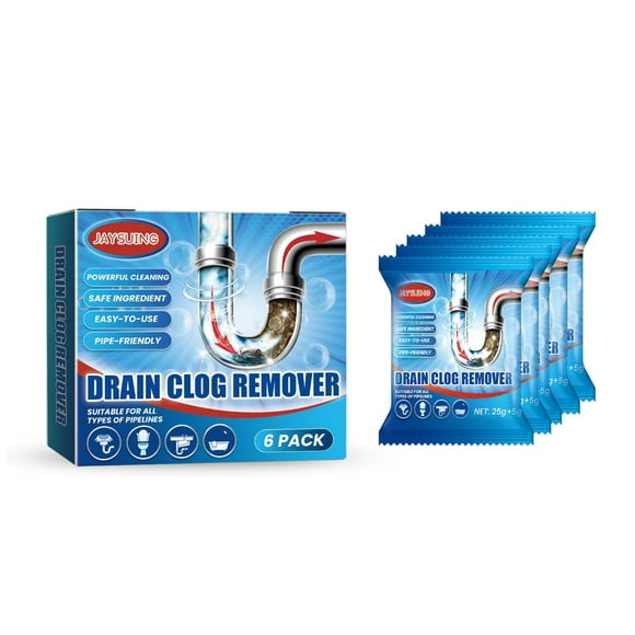 Apmemiss Clearance 6 Pcs Drain Clog Remover, Pipe Dredge Deodorant, Powerful Sink and Drain Cleaner, Portable Powder Cleaning Tool Super Clog Remover Chemical Powder Agent for Kitchen Toilet