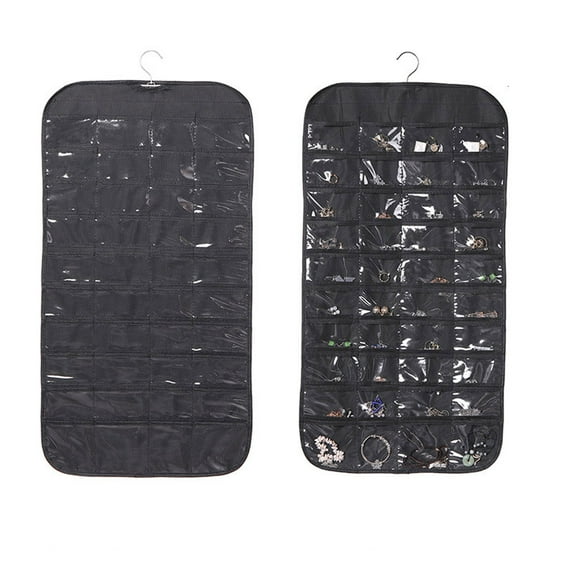 Apmemiss Clearance 80 Pockets Hanging Jewelry Organizer Dual-Sided Earring Holder Organizer Storage for Hang Necklace Bracelet Ring with Rotating Hanger on Closet, Wall, Door