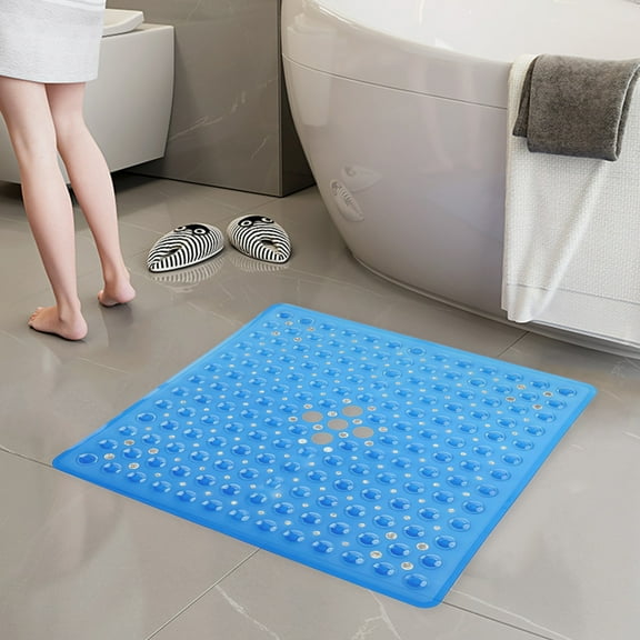 Apmemiss Clearance Anti Slip Shower Mat | Anti Mold Non Slip Bathtub Mat for Inside Shower | Square Floor Shower Mat 21 x 21 inch with Suction Cups for Grip and Quick Drying | Machine Washable