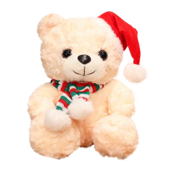 Apmemiss Clearance Christmas Bear Plush Cute Plush Stuffed Animals Stuffed Bear Small Plush Bear Xmas Bears with Hat for Kids Babies and Toddlers, 10 Inches Girls Christmas Gifts