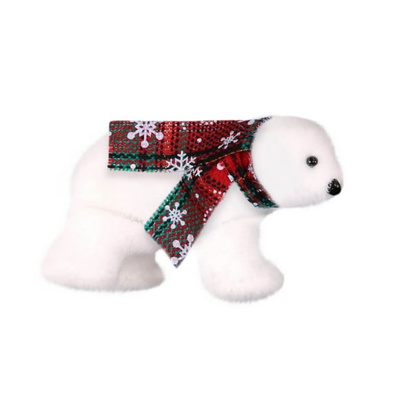 Apmemiss Clearance Christmas Polar Bear Ornament White Plush Christmas Ornaments Rustic Cute Furry Bear Decor Hanging Christmas Decorations Polar Animals Figurines for Christmas Tree Decoration