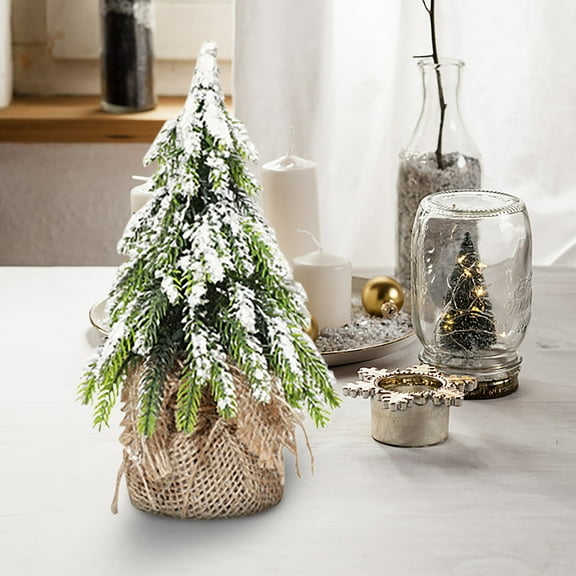 Apmemiss Clearance Christmas Tree Table Decorations Snow Frost Xmas Pine Trees, Winter Snow Ornaments Tabletop Resin Trees Dinner Holiday Party Supplies Winter Mantle Centerpieces Decor