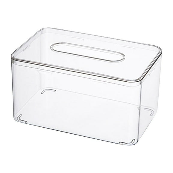 Apmemiss Clearance Clear Tissue Box Holder with Cover Facial Tissue Dispenser Box Case for Countertop,Clear Plastic Dryer Sheet Container Napkin Organizer for Bathroom, Kitchen,Home,Rectangle, S