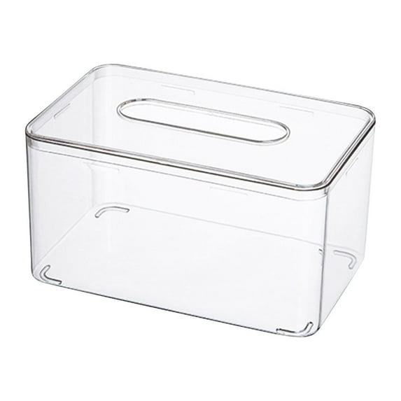 Apmemiss Clearance Clear Tissue Box Holder with Cover Facial Tissue Dispenser Box Case for Countertop,Clear Plastic Dryer Sheet Container Napkin Organizer for Bathroom, Kitchen,Home,Rectangle, S