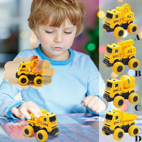 Apmemiss Clearance Construction Trucks Toy, Geyiie Construction Vehicles Site for Kids Engineering Toys for Boys Girls, Pull Back Cars Excavator Tractor Bulldozer Dump Sand Toys Gifts for Party Favor