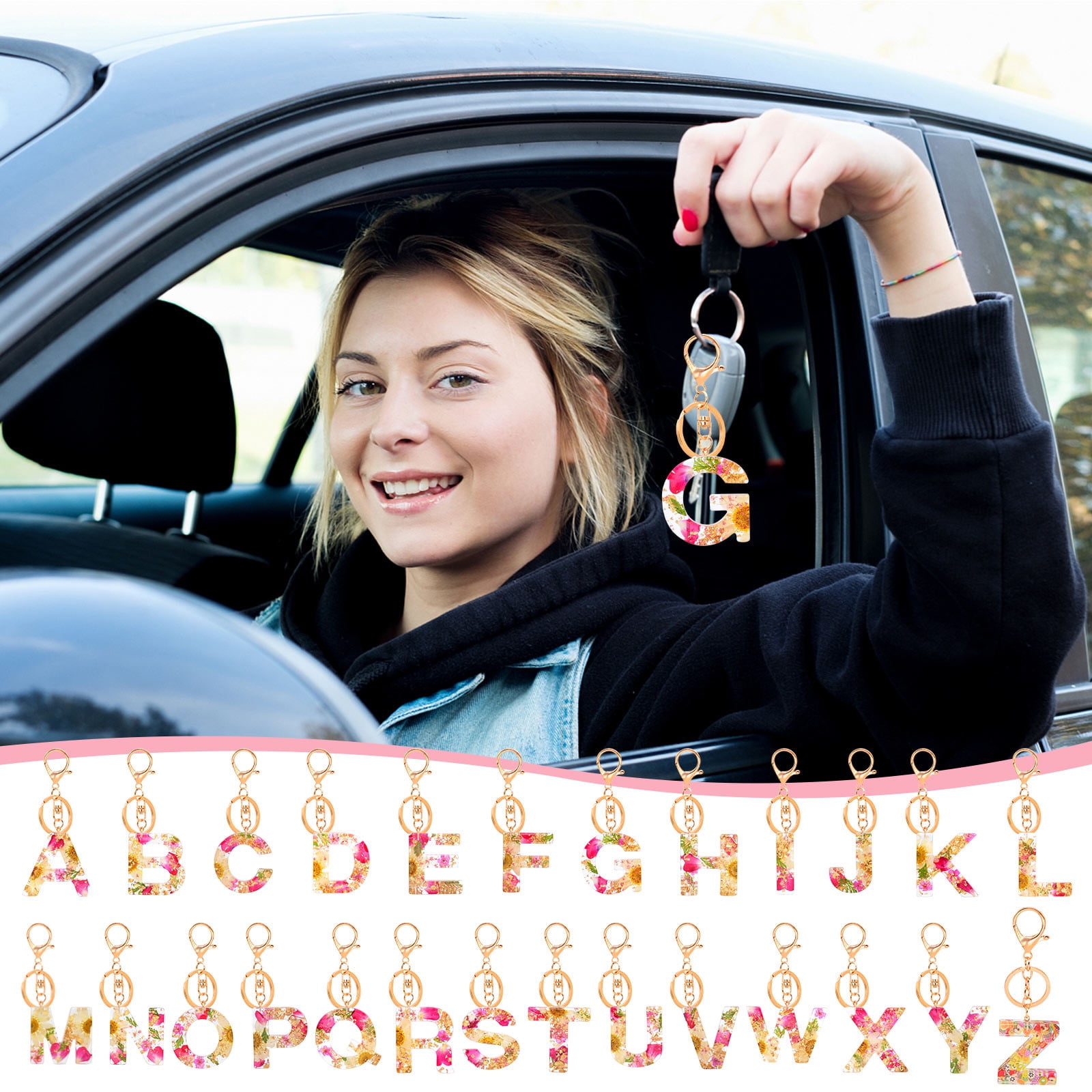 Apmemiss Clearance Cute Key Chains for Women Girls, Initial Letter