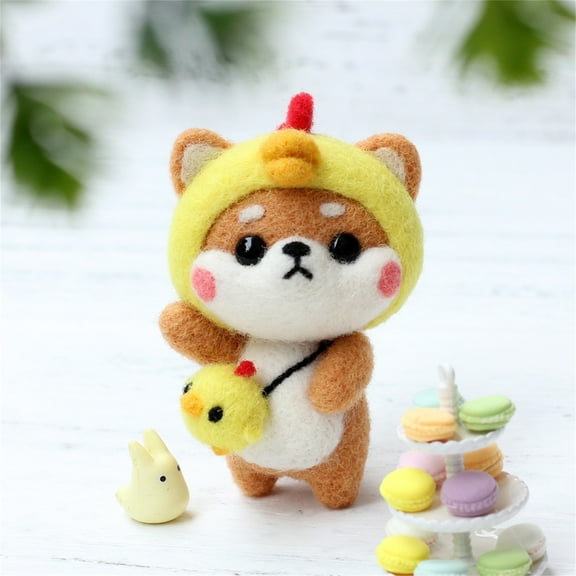 Apmemiss Clearance Cute Raccoon Animal Needle Felting Kit, Felt Animal Kit, Felting Kits for Beginners Adult, Handmade Needle Felting Wool with Felting Needles and Instruction