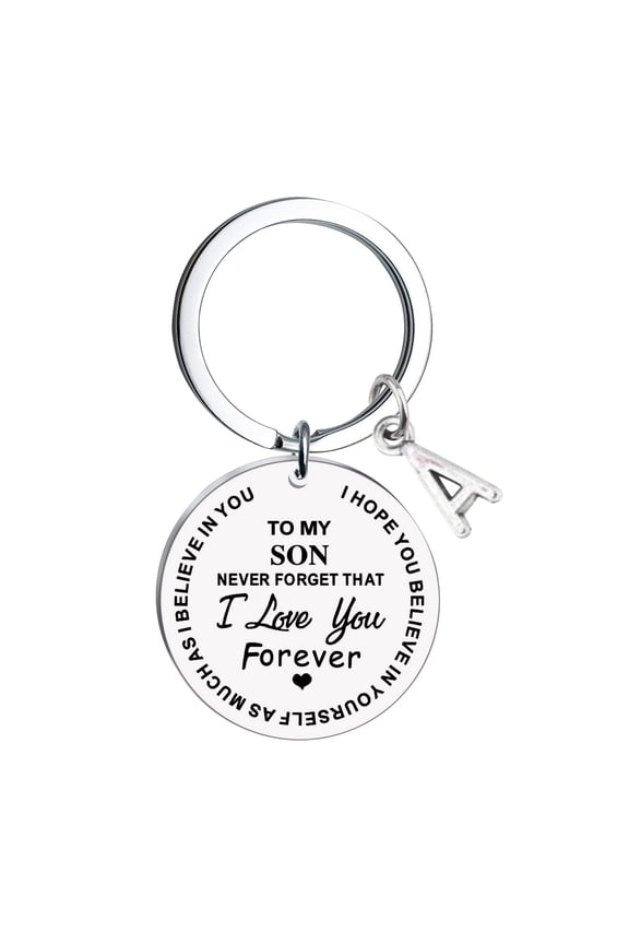 Clearance DIY to My Son Stainless Steel Last Name 26 Letter Keychain 2.5x2.5cm