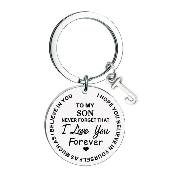 Apmemiss Clearance DIY to My Son Stainless Steel Last Name 26 Letter Keychain 2.5x2.5cm Warehouse Clearance Sale