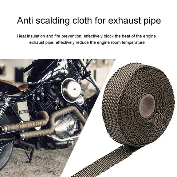 Apmemiss New 2.5CM 5M Roll Fiberglass Exhaust Header Pipe Heat Wrap Tape + 4 Ties Kit Hot