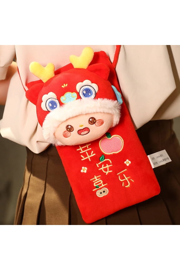 Clearance Dragon Year Red Envelope Dragon Doll Shoulder Bag Plush Toy Annual Meeting New Year Gift Farmhouse Decor