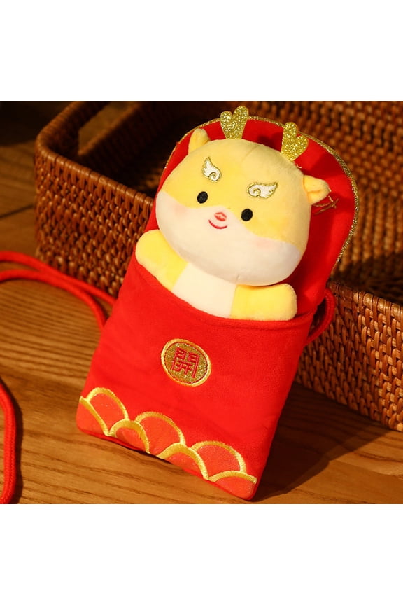 Clearance Dragon Year Red Envelope Dragon Doll Shoulder Bag Plush Toy Annual Meeting New Year Gift Valentines Decor