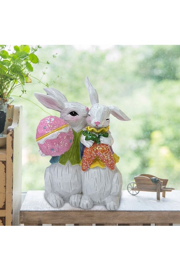 Clearance Easter Bunny Couple Decorations Spring Decors Figurines Tabletopper Decorations for Party Home Holiday Cute Rabbit Easter Day Couple Gifts Decorations