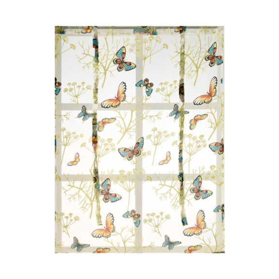 Apmemiss Clearance Flower Butterfly Kitchen Curtains Sets for Windows Wildflower Floral Short Curtains Small Cafe Curtain Rod Pocket Spring Plant Bathroom Window Treatment Drapes
