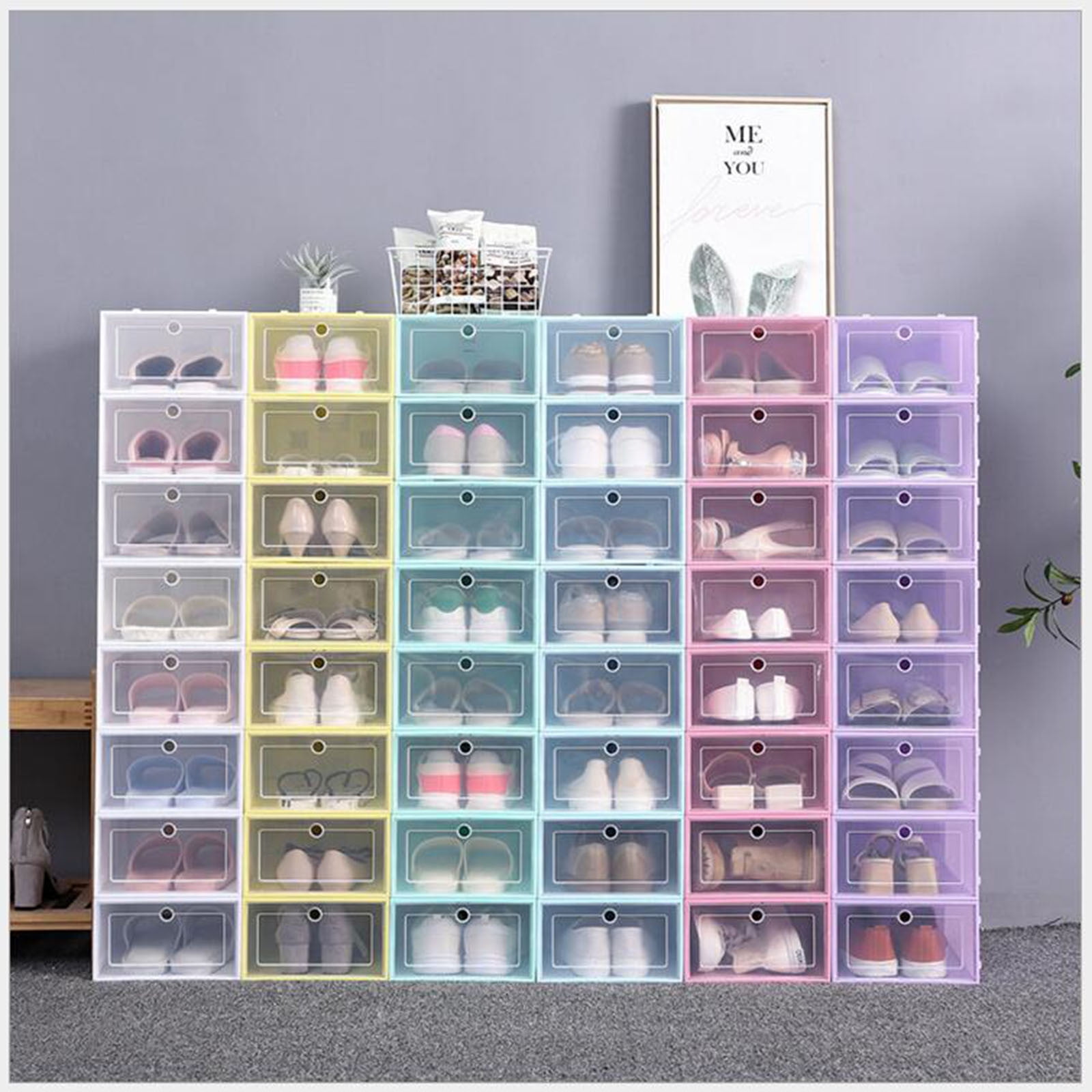 Apmemiss Clearance Foldable Transparent Shoe Storage Box Plastic