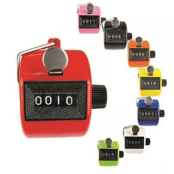 Apmemiss Clearance Hand Tally Counter 4 Digit Mechanical Palm Click Counter Plastic Hand Held Counter Clicker with Finger Ring for Counting Numbers School Golf Sports Events office Stadium, Yellow