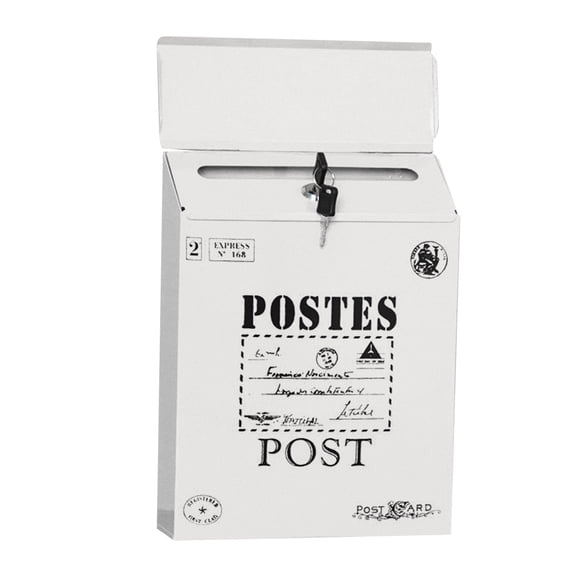 Apmemiss Clearance Iron Lock Letter Box Vintage Wall Mount Mailbox Mail Postal Letter Newspaper Box, Retro Outdoor Waterproof Letter Storage Box Garden Decor
