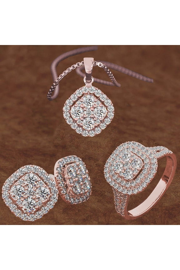 Clearance Ladies Fashion Diamond Necklace Earrings Three-piece Set Deal of the Day