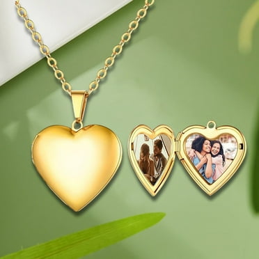Apmemiss Clearance Mesmerizingly Beautiful Carved Stainless Steel Peach Heart Locket Pendant - A Romantic DIY Keepsake Necklace for Couples Blending Deals of the Day Clearance