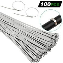 Apmemiss Clearance Metal Zip Ties 100pcs 304 Stainless Steel Zip Ties Heavy Duty Multi-Purpose Self-Locking Cable Ties for Machinery, Vehicles, Exhaust Wrap, Farms, Pipes, Roofs, Cables, and Outdoor