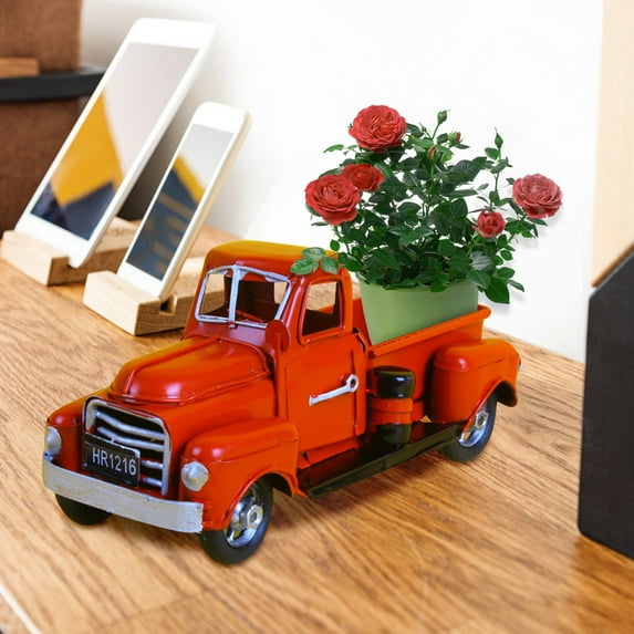 Apmemiss Clearance Pickup Truck Garden Decor, Retro Style Pickup Truck Flower Pot, Small Truck Flower Pot Planter, Metal Truck Planter Decoration for Outdoor Garden Desktop Ornaments