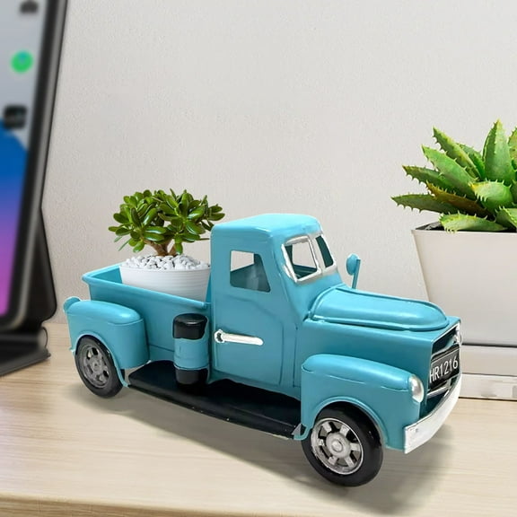 Apmemiss Clearance Pickup Truck Garden Decor, Retro Style Pickup Truck Flower Pot, Small Truck Flower Pot Planter, Metal Truck Planter Decoration for Outdoor Garden Desktop Ornaments