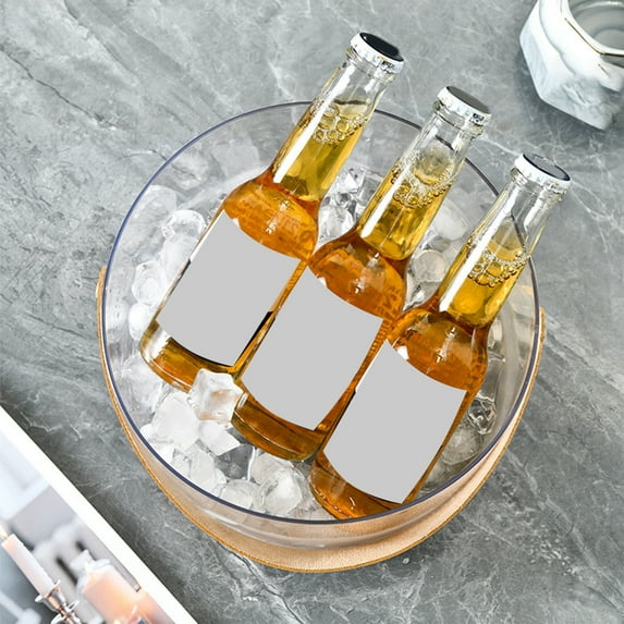 Apmemiss Clearance Plastic Ice Bucket, Clear Plastic Champagne Wine Bucket Chiller, Oval Bar Ice Cooler Container, Beverage Storage Tub for Champagne, Beer Bottles, Drinks, Bar and Parties