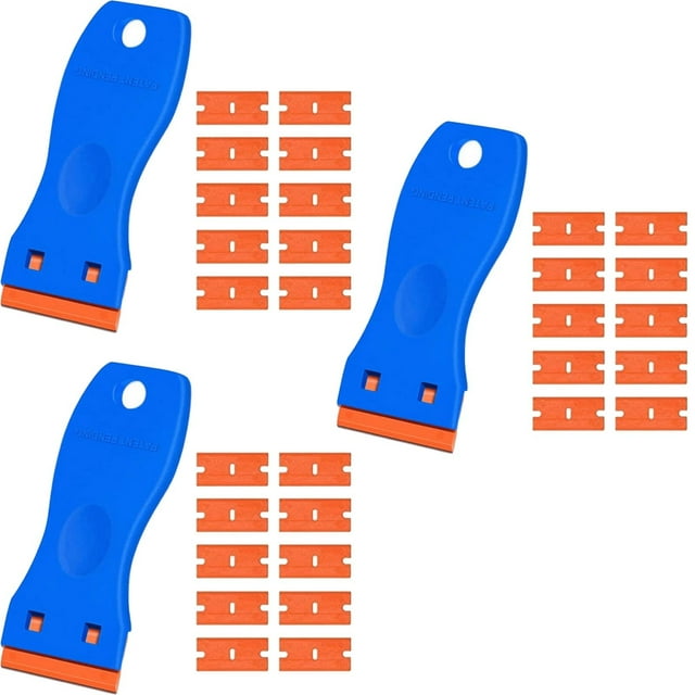 Apmemiss Clearance Plastic Razor Blade Scraper Tool, Razor Scraper Plastic Blades, Cleaning Scraper Remover for Removal Floor Stove Scraping Labels and Decals Sticker on Car Window Glass 3Pcs