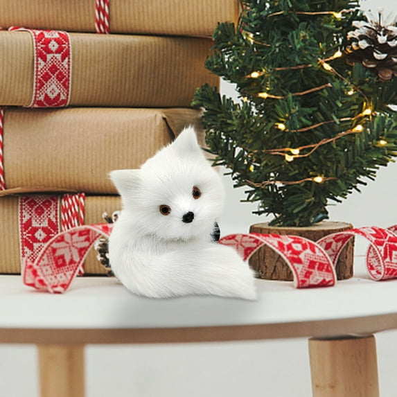 Apmemiss Clearance Plush Animal Christmas Hanging Ornaments Woodland Furry Animal Ornaments Faux Fur Animal Ornaments for Christmas Tree Home Wall Holiday Party Decorations (Fox Style)