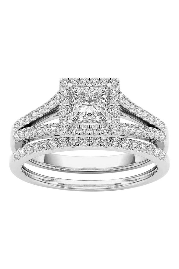 Clearance Sales Womens Rings 2-in-1 Set Detachable Shiny Diamond Set Engagement Wedding Rings Inlaid Zircon