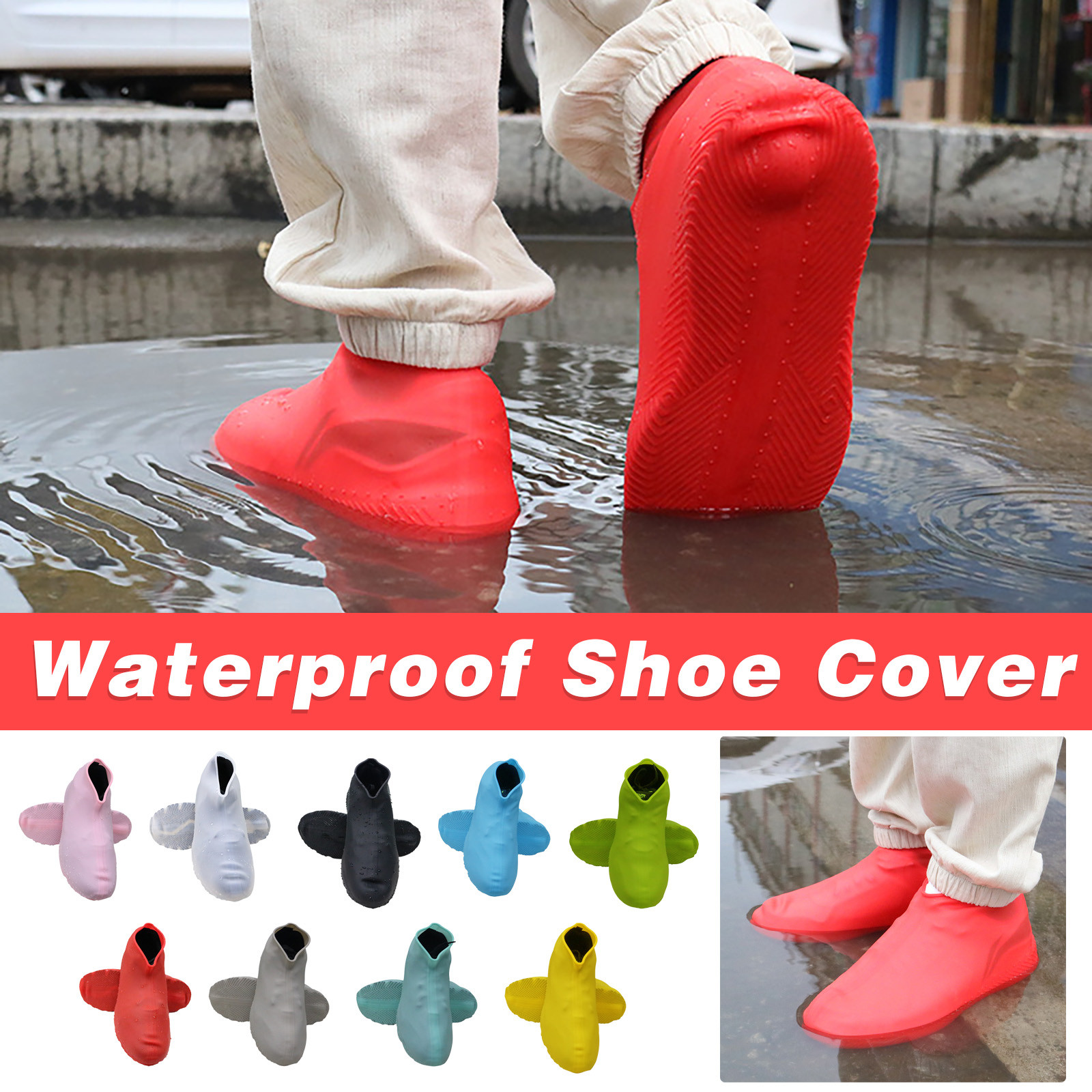 Apmemiss Clearance Shoe Covers Waterproof Rain Shoes Covers Reusable Foldable Rain Boots Slip Resistant Silicone Sole Overshoes Protectors for Cleaning Camping Travel Rain Galoshes